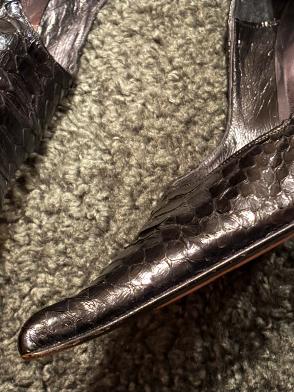 Roberta Sz 40 EU Pointed Toe Black Leather Croc Pumps Made In Italy - Picture 3 of 11